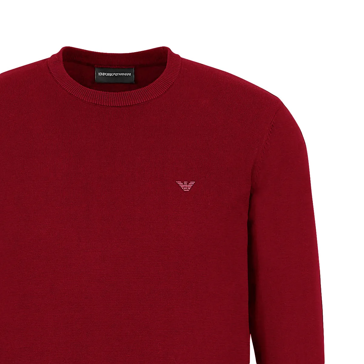 Emporio Armani - Crew Neck Eagle Logo Jumper in Deep Red