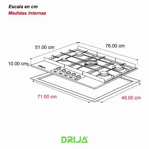Estufa a Gas Génova 76 cm Professionale
