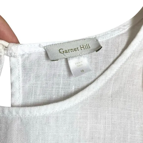 EUC GARNET HILL 100% Linen Sleeveless Shift Dress w Pockets Size 10 Color Block