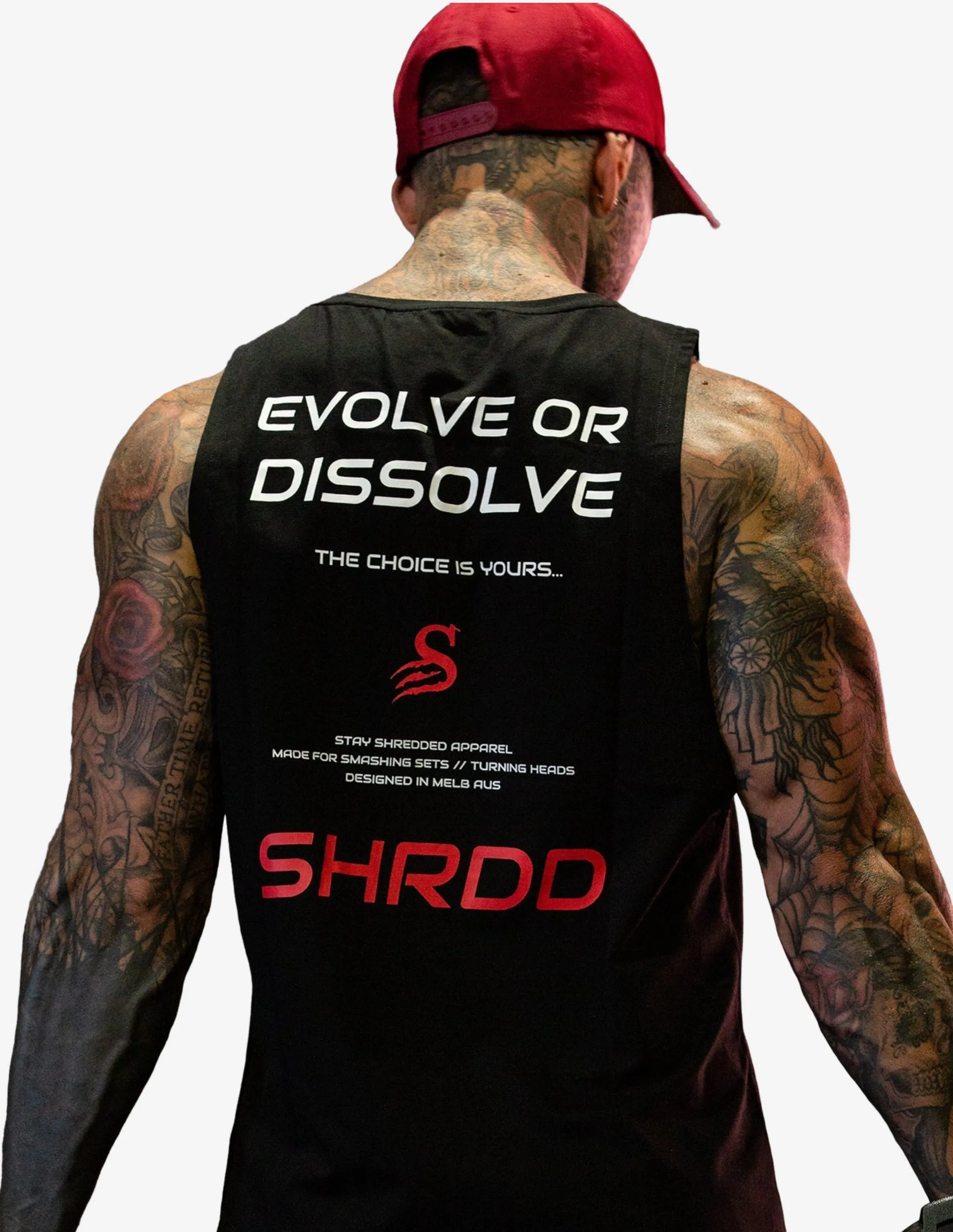Evolve Longline Gym Tanktop - Black/ Red