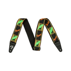 Fender Neon Monogram Guitar Strap, Green/Orange