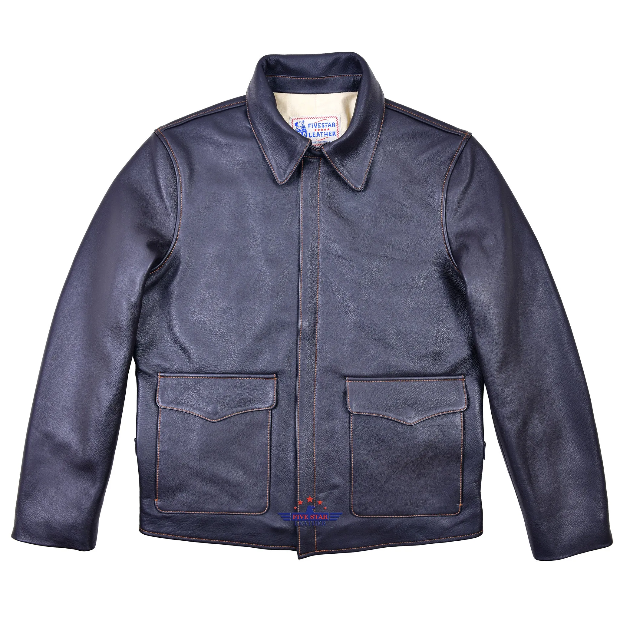FiveStar Leather Crusader Jacket Steerhide Leather Seal Brown
