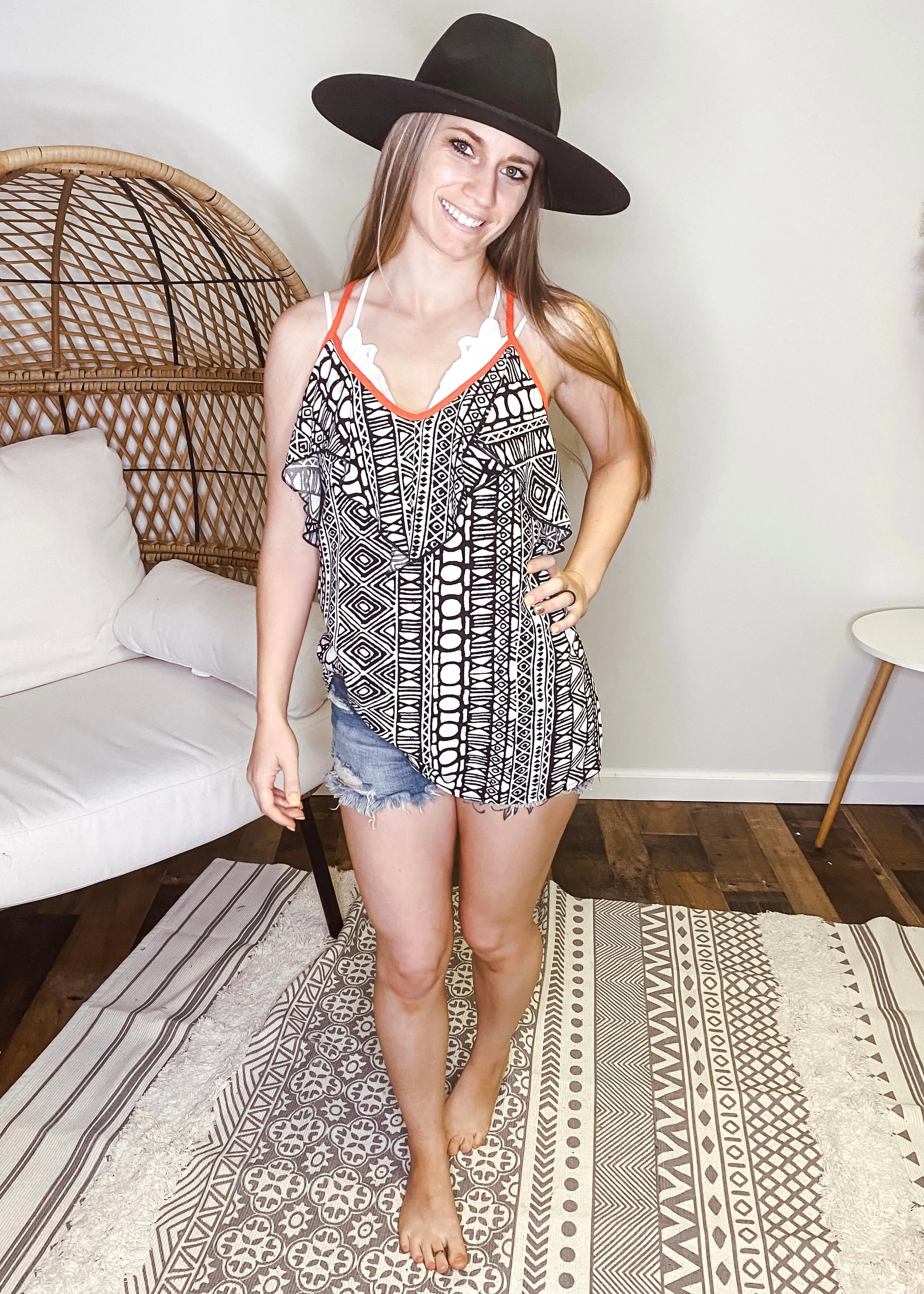 Gabby Boho Ruffle Tank Top