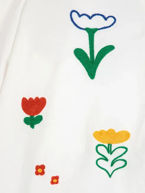 Garden Embroidery Tie Blouse | White