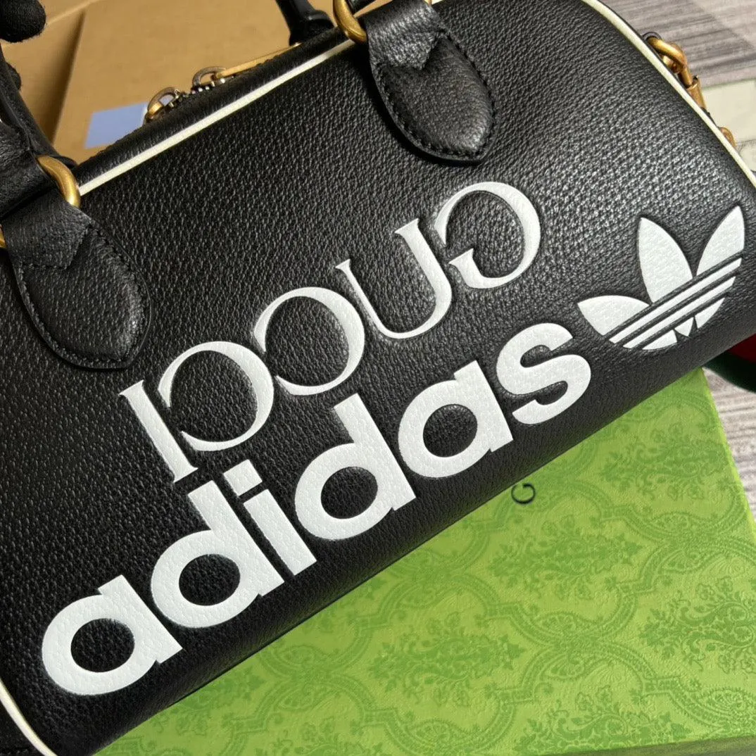 gg x Adidas Mini Duffle Bag Black For Women, Women&#8217;s Bags 12.4in/32cm gg 702397 U3ZCT 8726