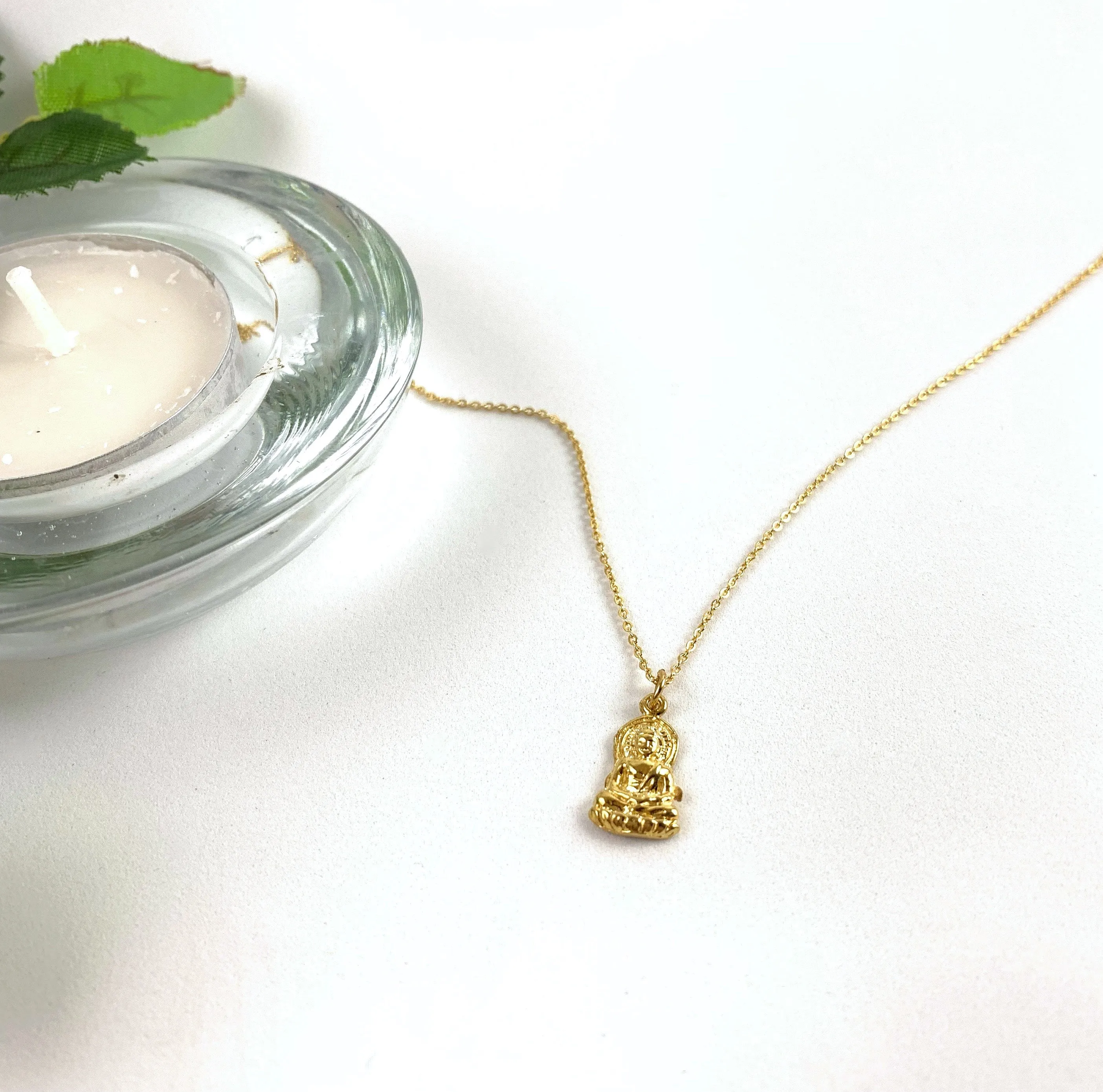 Gold Buddha Charm Necklace - 14K Gold Necklace