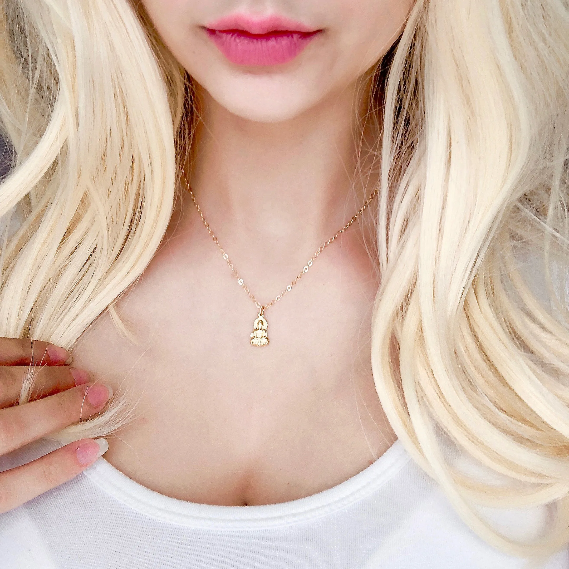Gold Buddha Charm Necklace - 14K Gold Necklace