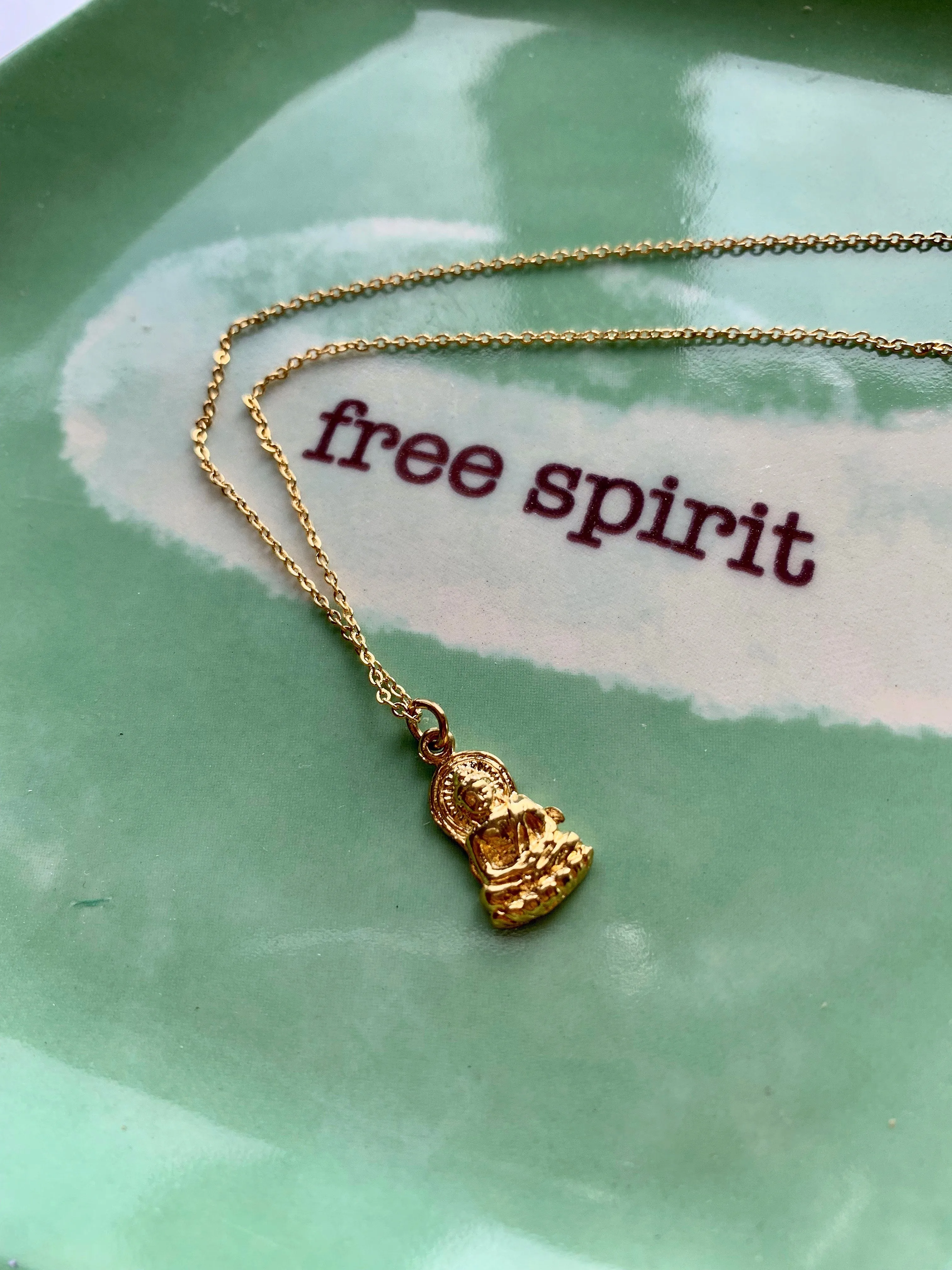 Gold Buddha Charm Necklace - 14K Gold Necklace