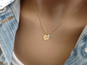 Gold Disc Necklace – Minimalist Hammered Charm