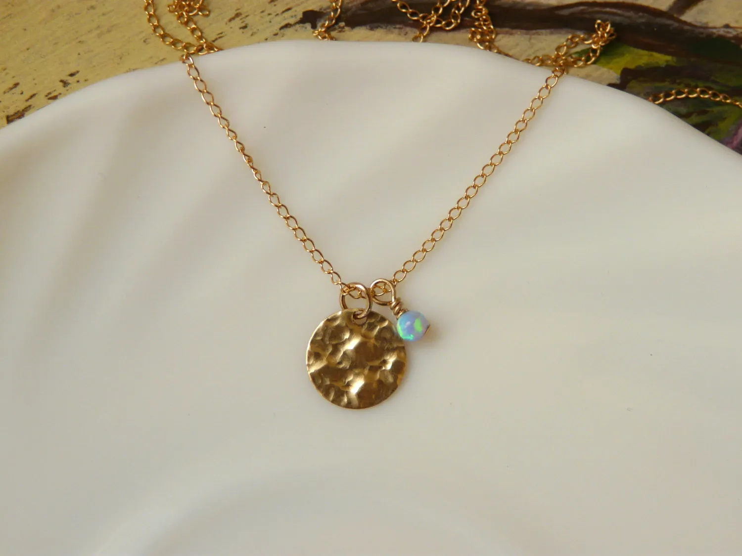 Gold Disc Necklace – Minimalist Hammered Charm