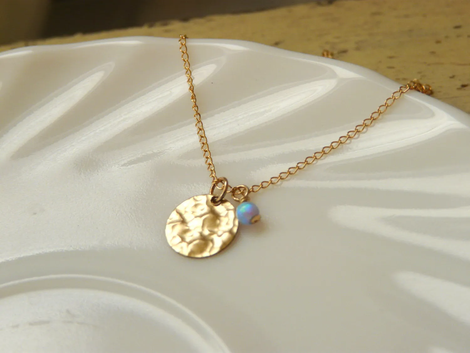 Gold Disc Necklace – Minimalist Hammered Charm