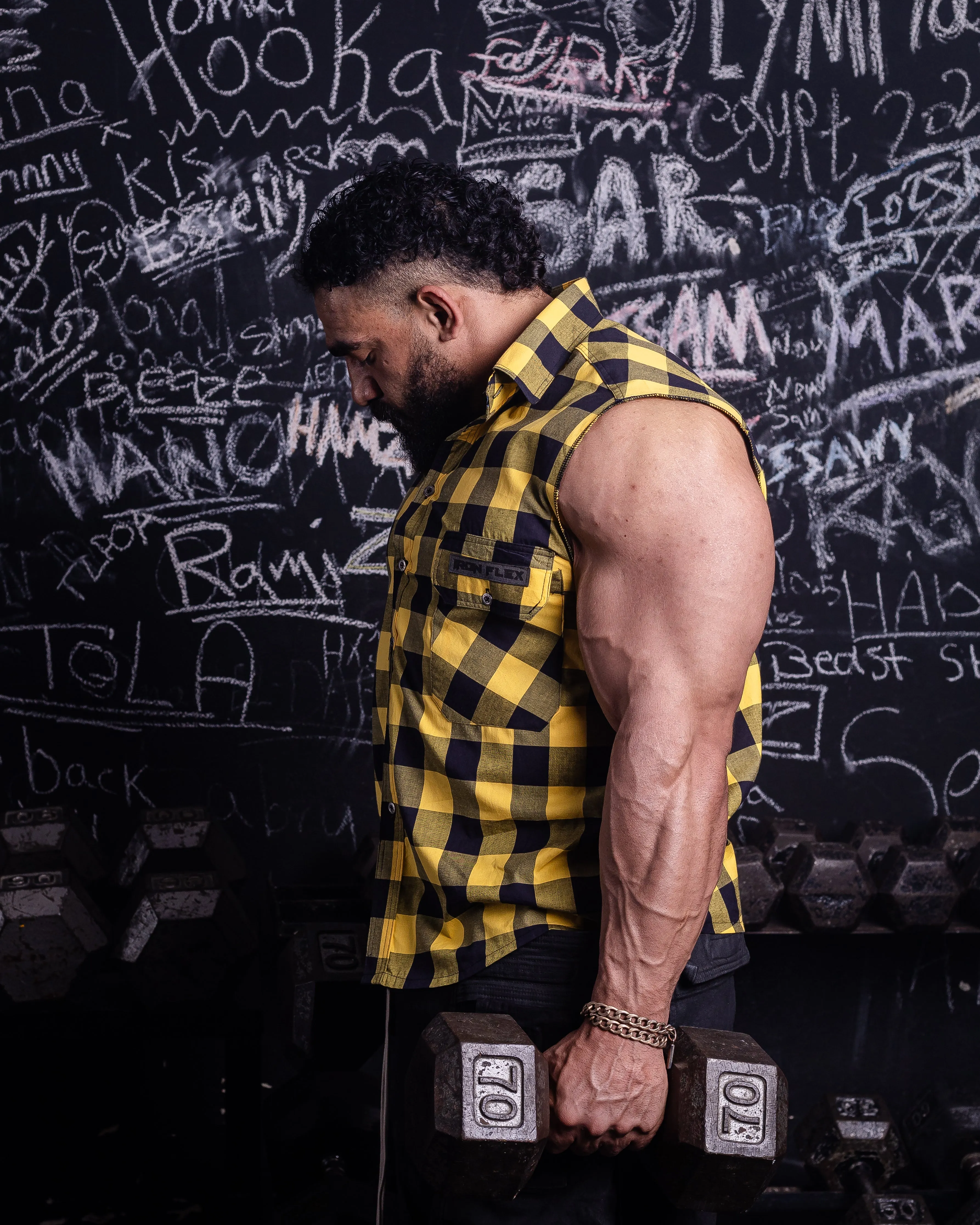 Golden sleeveless Flannel