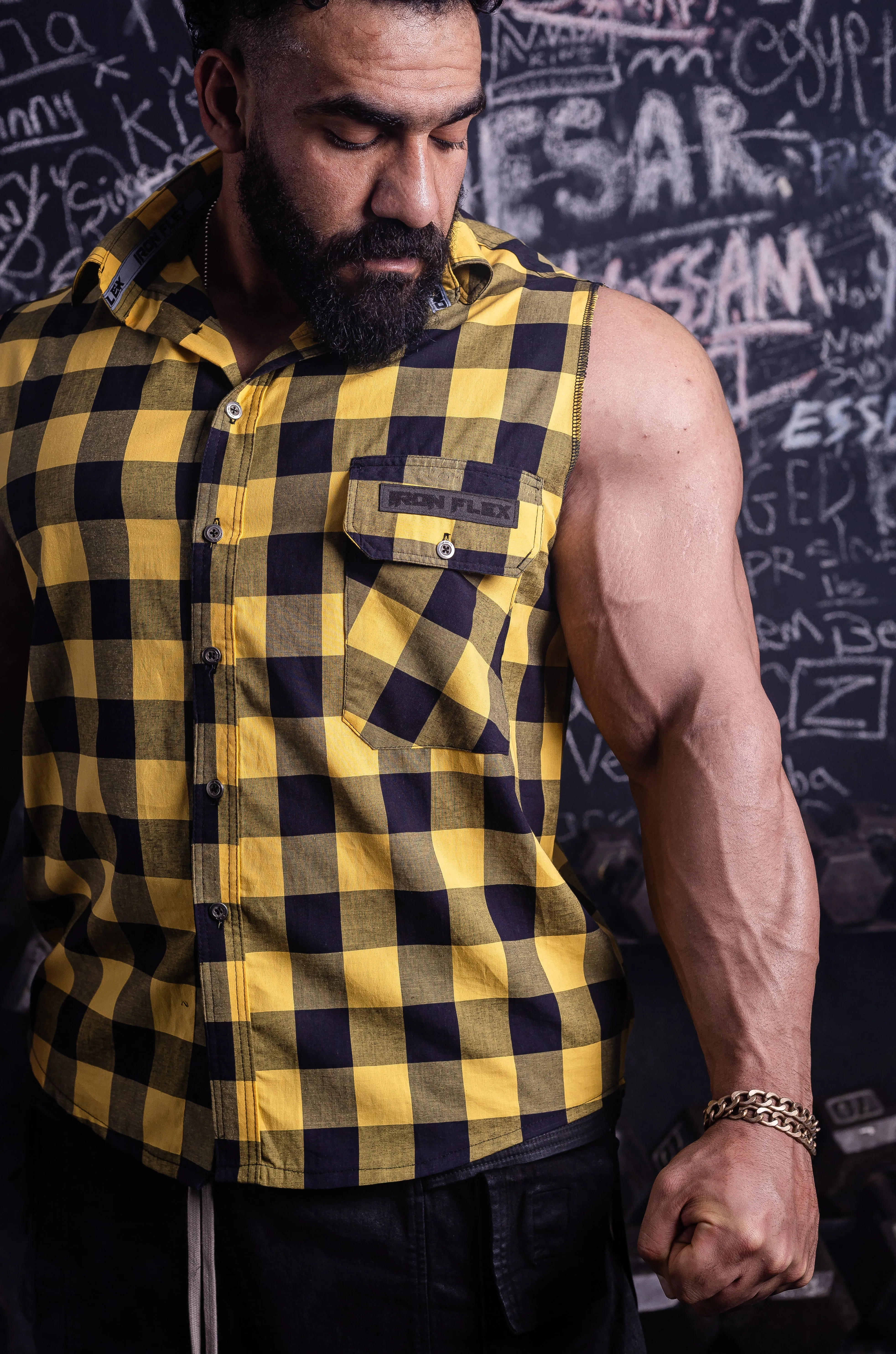 Golden sleeveless Flannel
