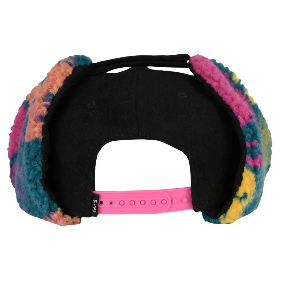 Grassroots Removable Bear Trippy Tundra Black Earflap Snapback Hat