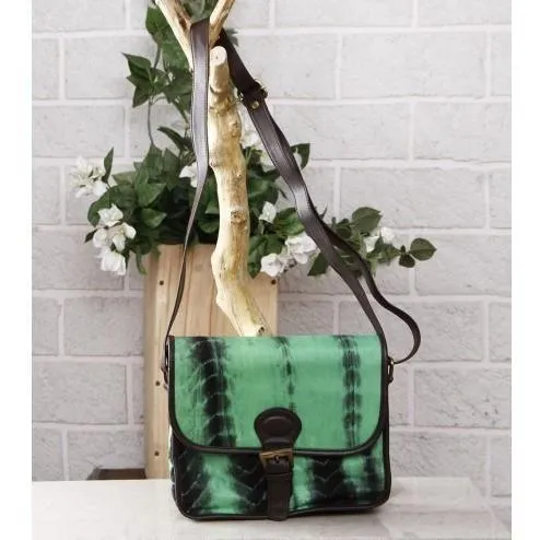 Green & Black Tie Dyed Suede Sling Bag (100000052937)