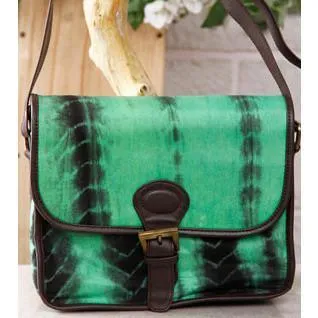 Green & Black Tie Dyed Suede Sling Bag (100000052937)