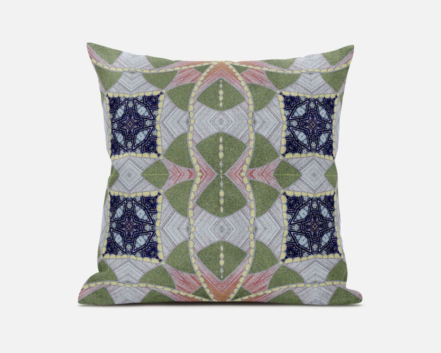 Green Pink Cosmic Circle Boho Suede Throw Pillow