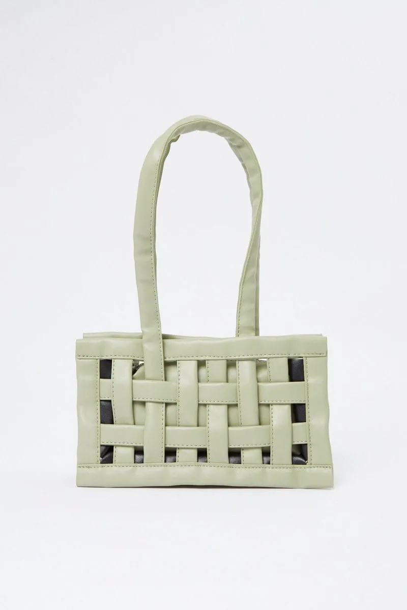 Green Woven Detail Handbag
