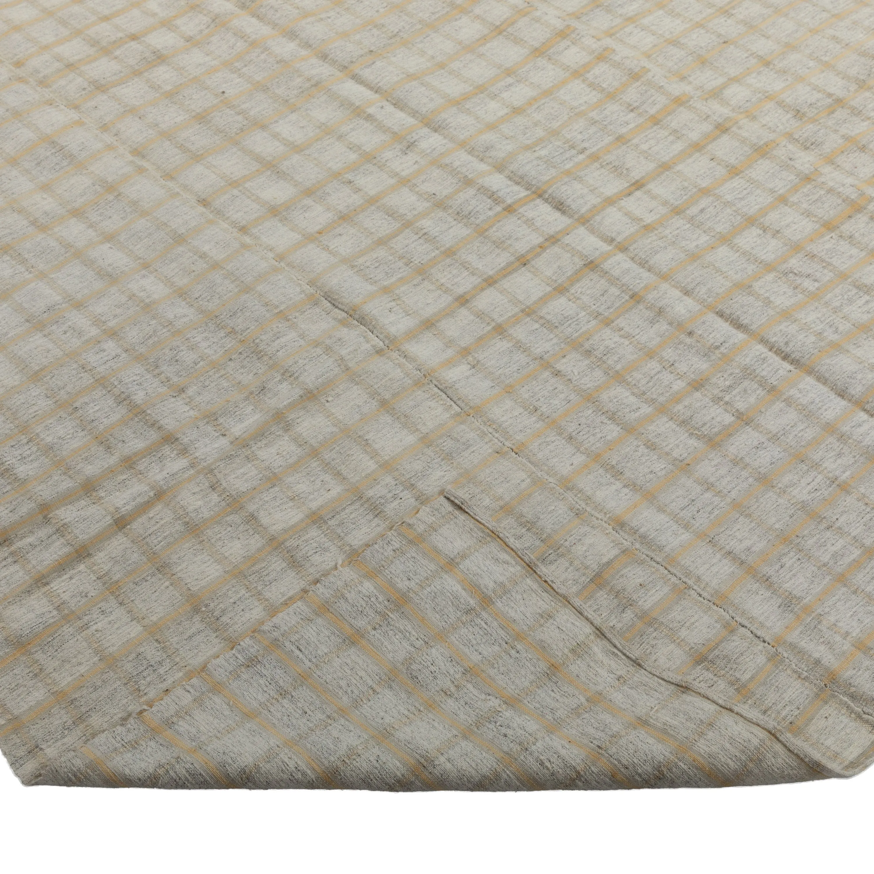 Grey & Beige Plaid Flatweave Wool Rug - 5'11" x 9'10"