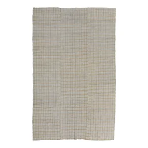 Grey & Beige Plaid Flatweave Wool Rug - 5'11" x 9'10"
