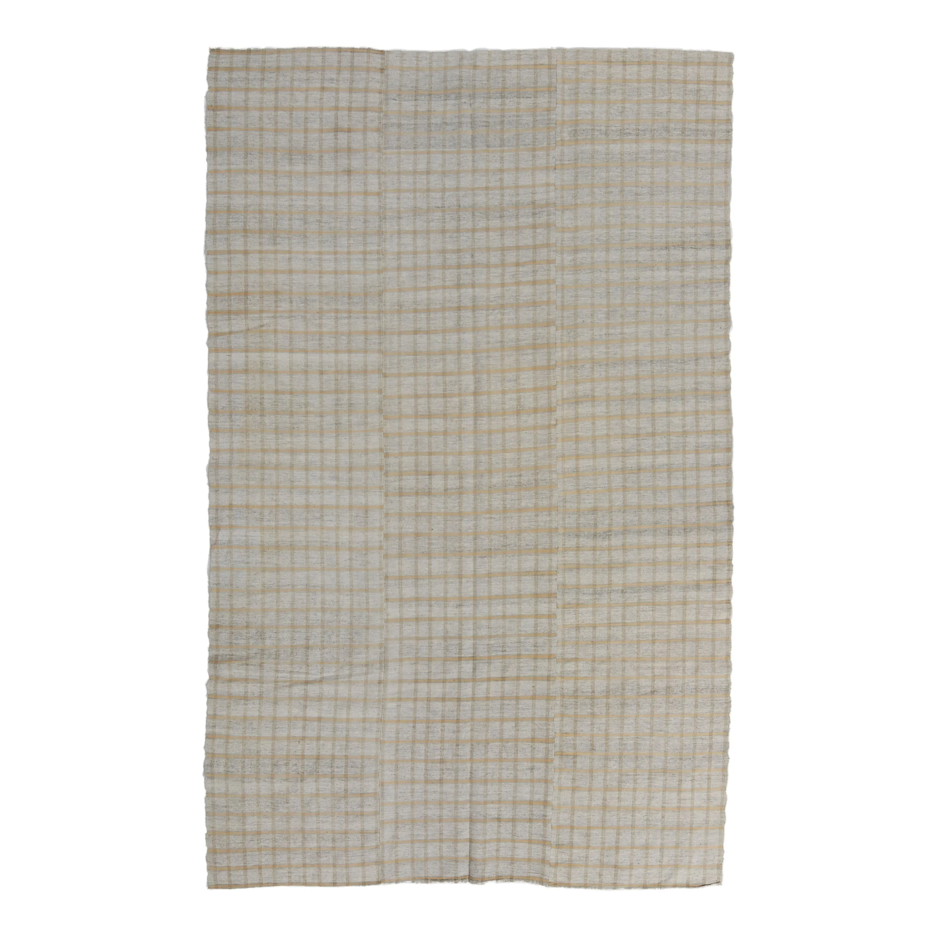 Grey & Beige Plaid Flatweave Wool Rug - 5'11" x 9'10"