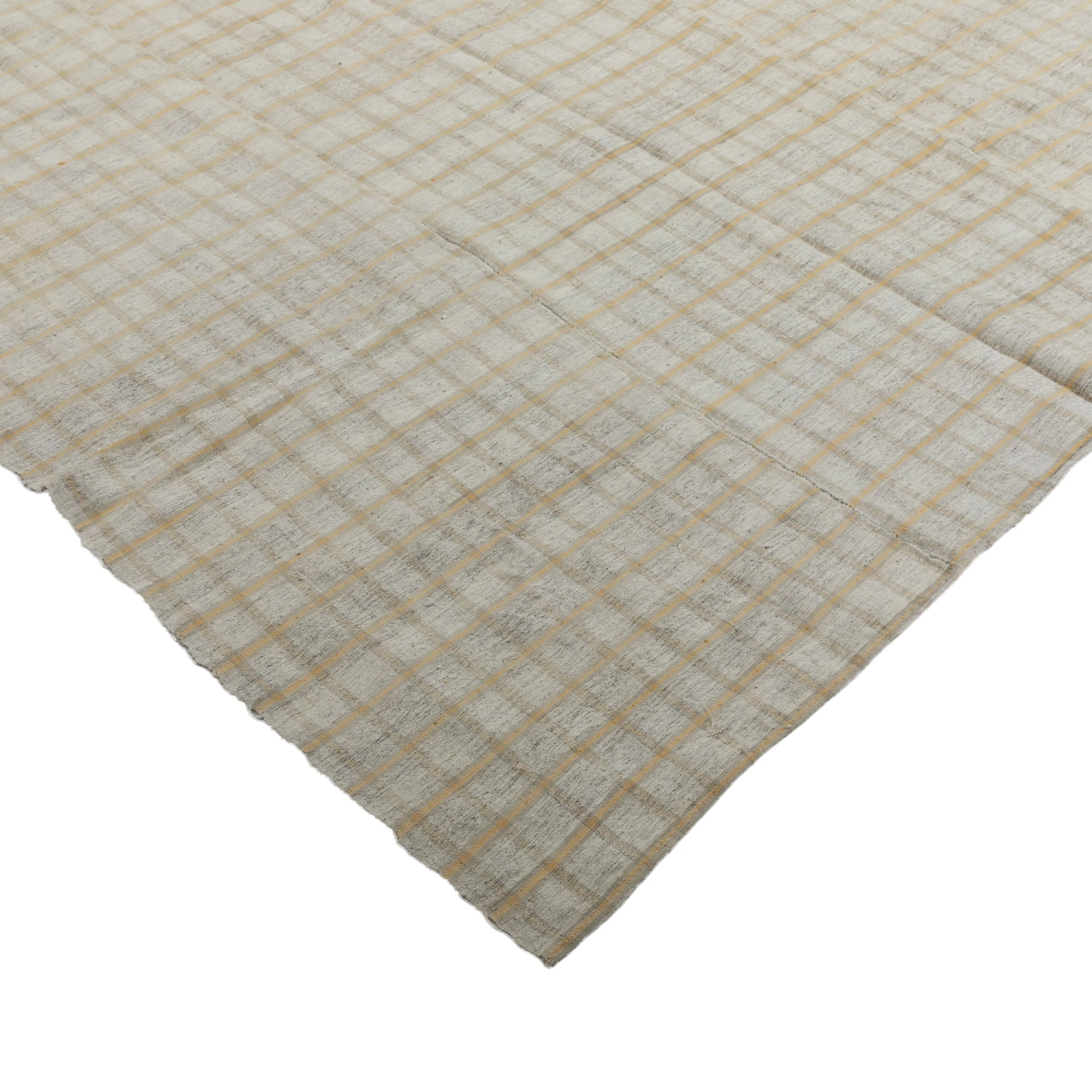 Grey & Beige Plaid Flatweave Wool Rug - 5'11" x 9'10"