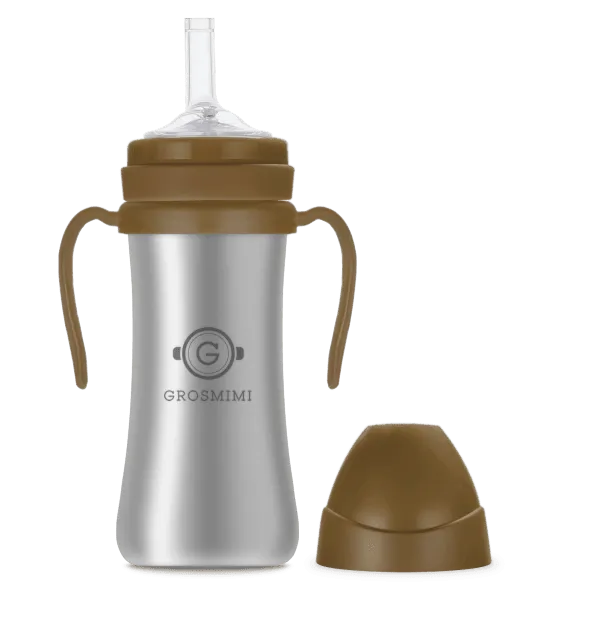 Grosmimi Stainless Straw Cup 200ml Gold brown