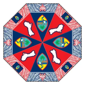 Guam Chamorro Tribal Small Semi-Automatic Foldable Umbrella