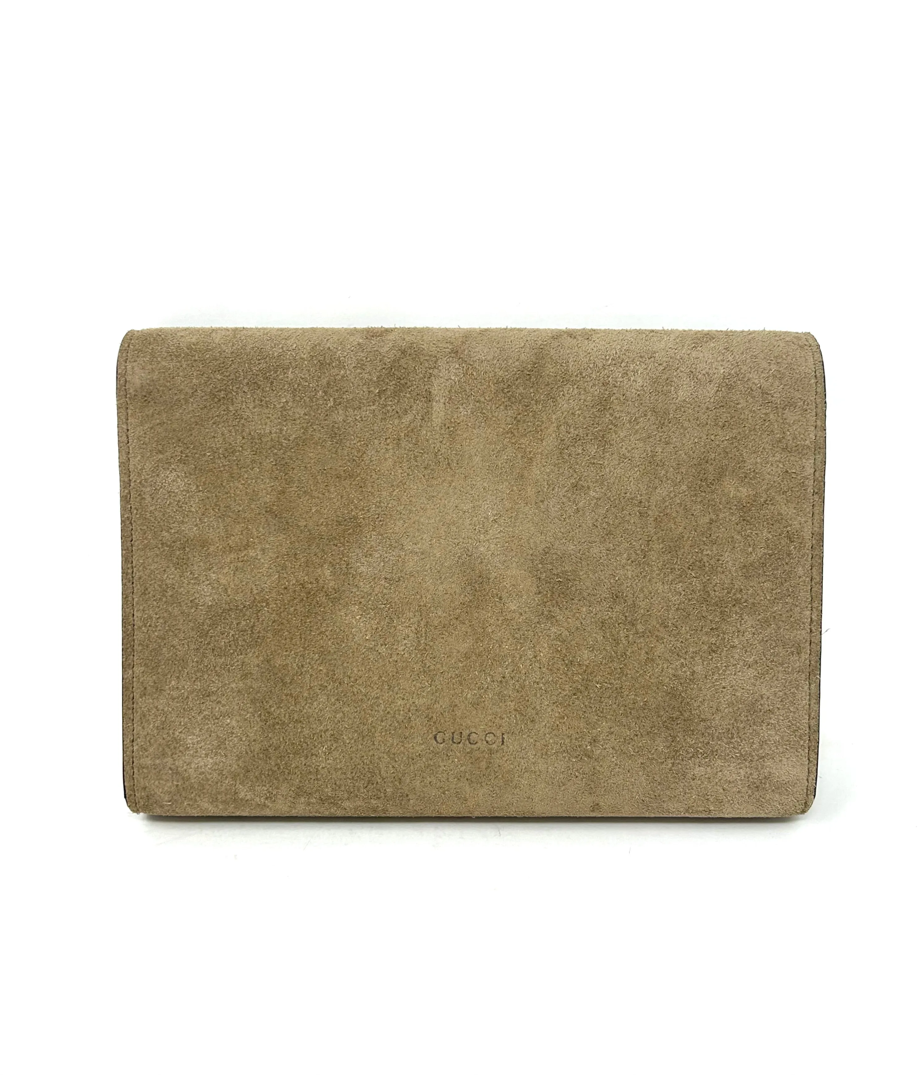 Gucci Dionysus Taupe Suede Chain Wallet Handbag