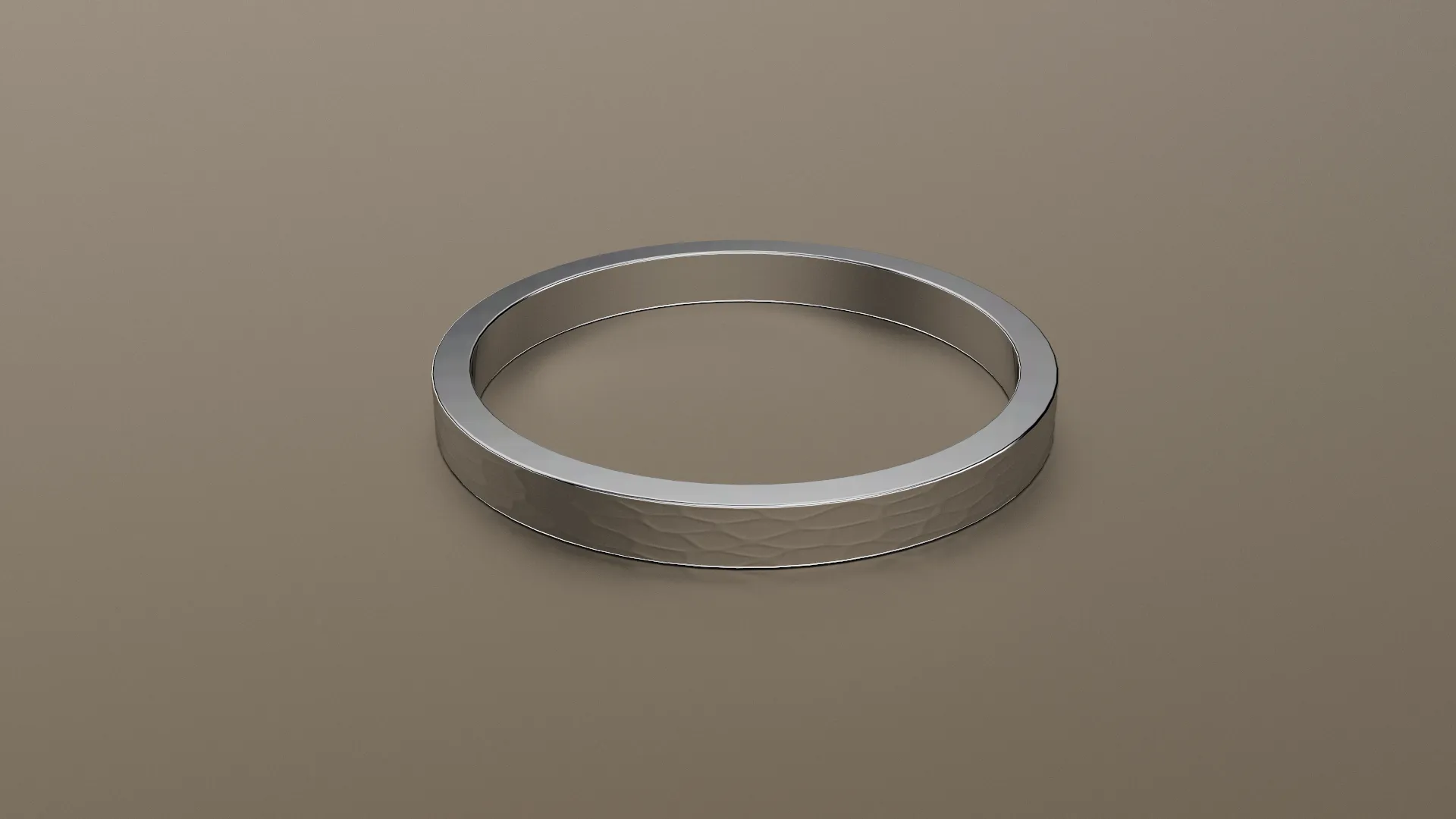 Hammered White Gold 2mm Flat Wedding Band