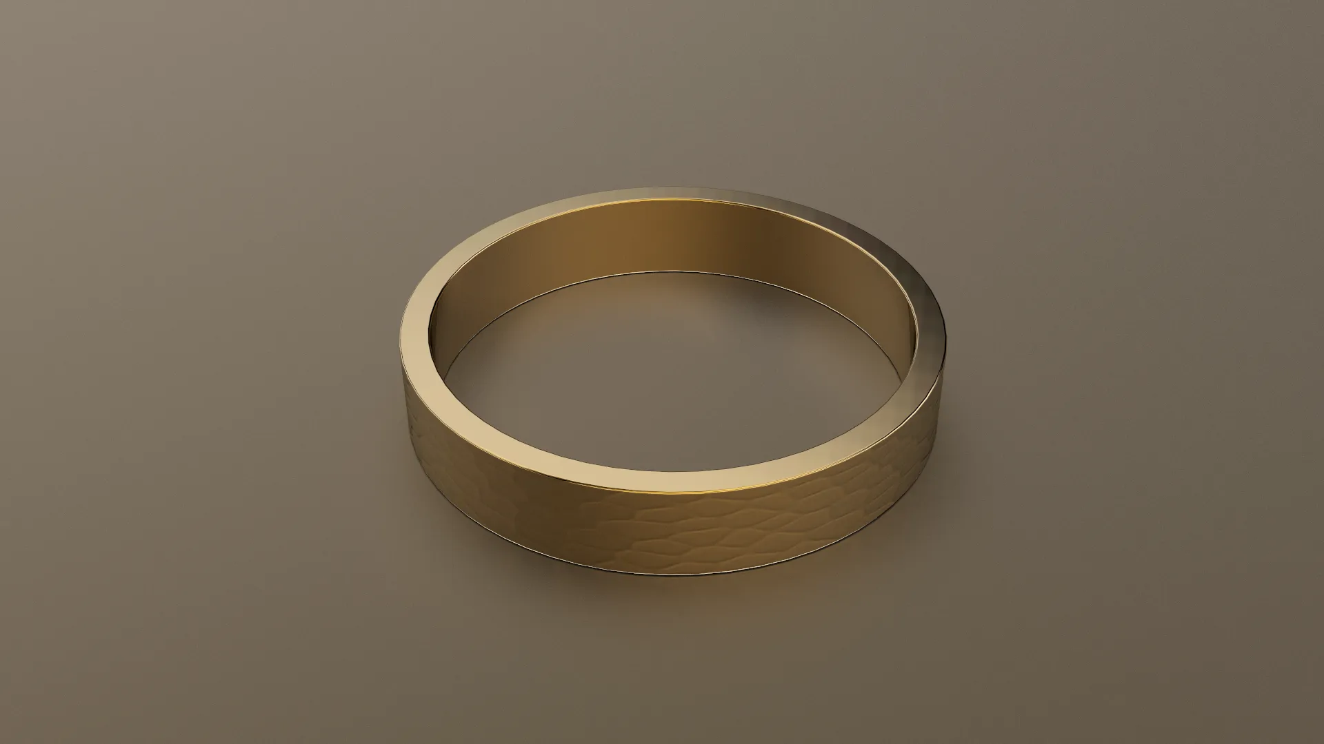 Hammered Yellow Gold 4mm Flat Wedding Band