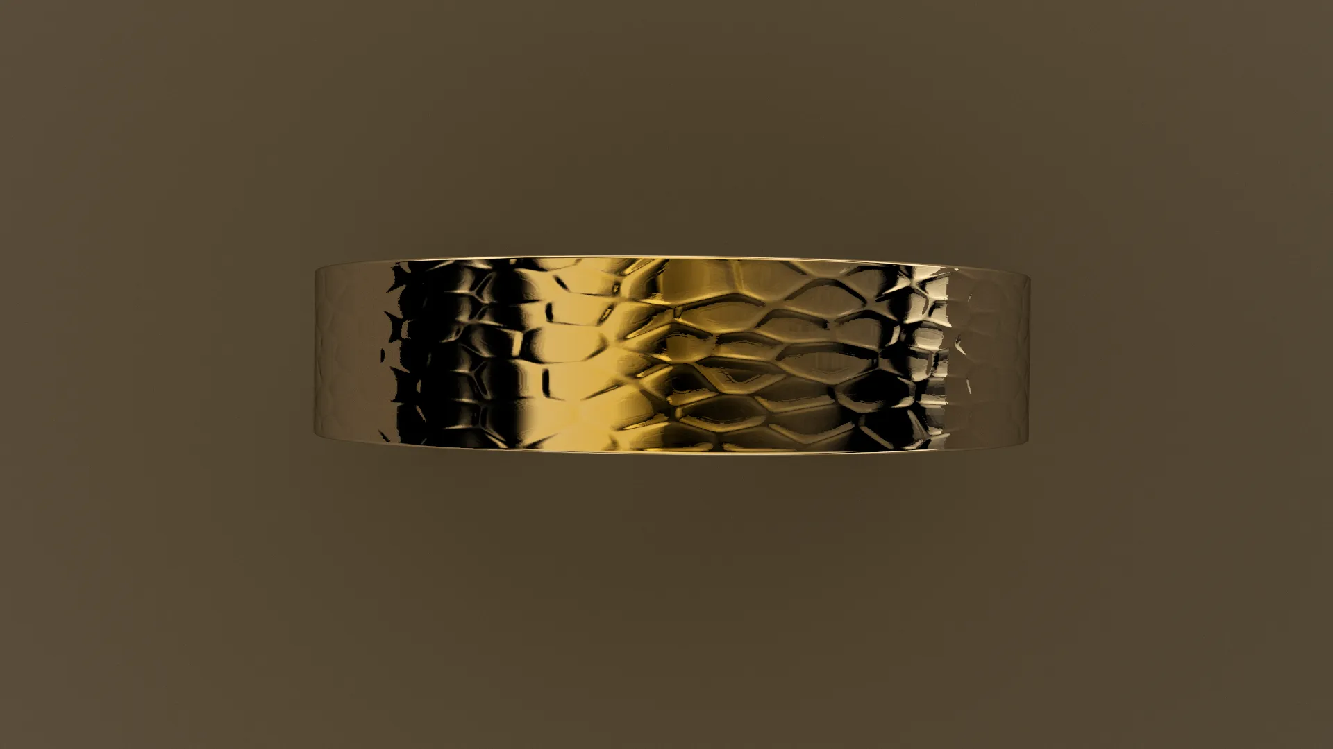 Hammered Yellow Gold 5mm Flat Wedding Band