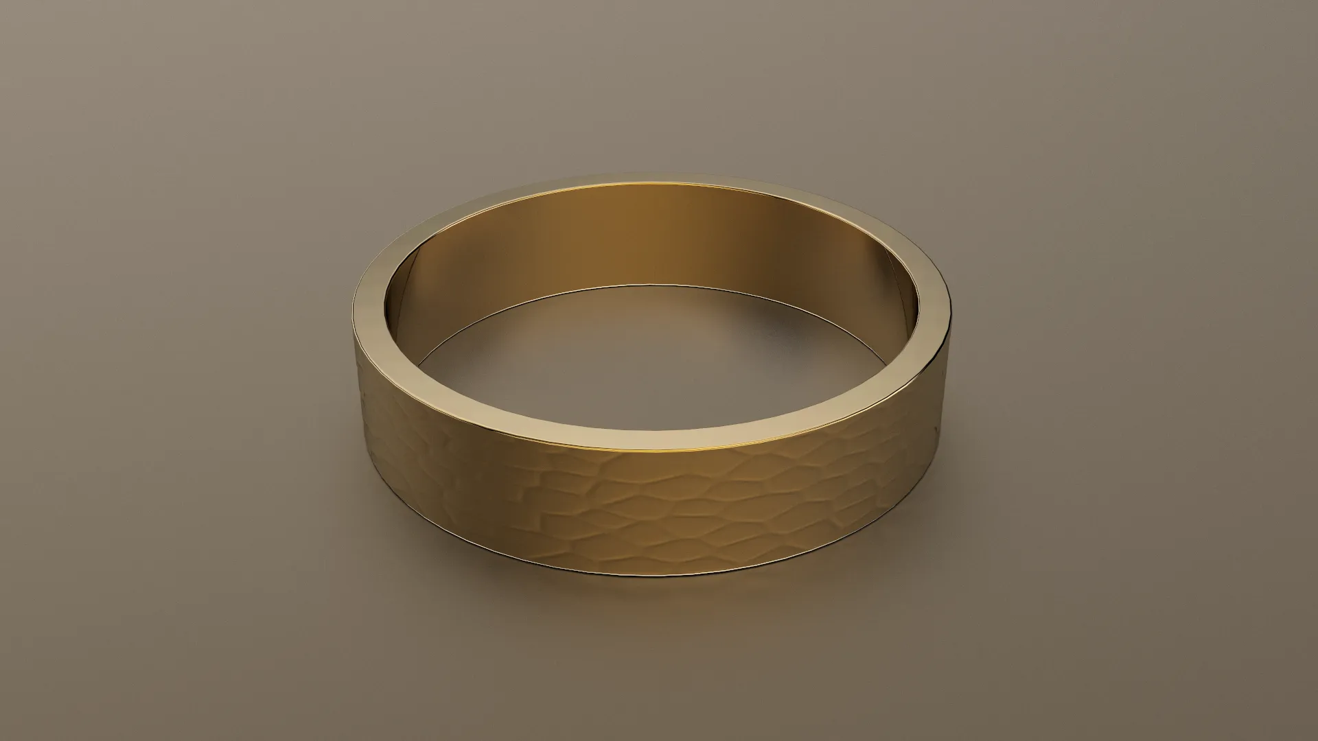 Hammered Yellow Gold 5mm Flat Wedding Band