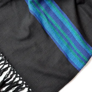 Hand Woven Border Wraps | Black with Blues