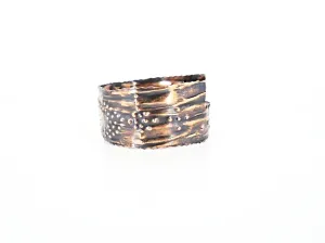 Handmade Adjustable Copper Cuff Bracelet with Stamped Design & Vintage Tarnish