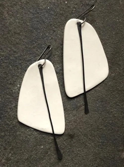 Handmade Hypoallergenic Lightweight Ceramic Statement Earrings - Long,