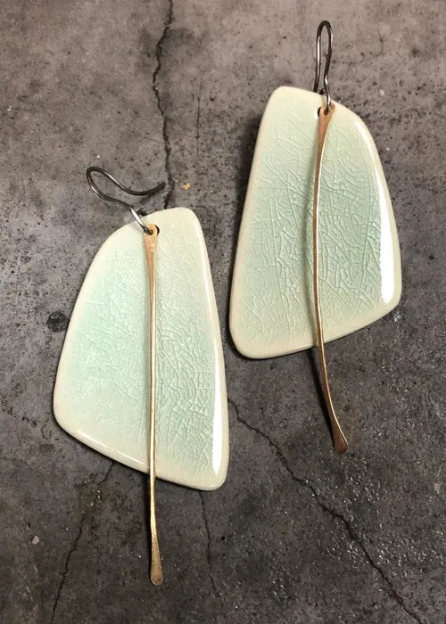 Handmade Hypoallergenic Lightweight Ceramic Statement Earrings - Long,