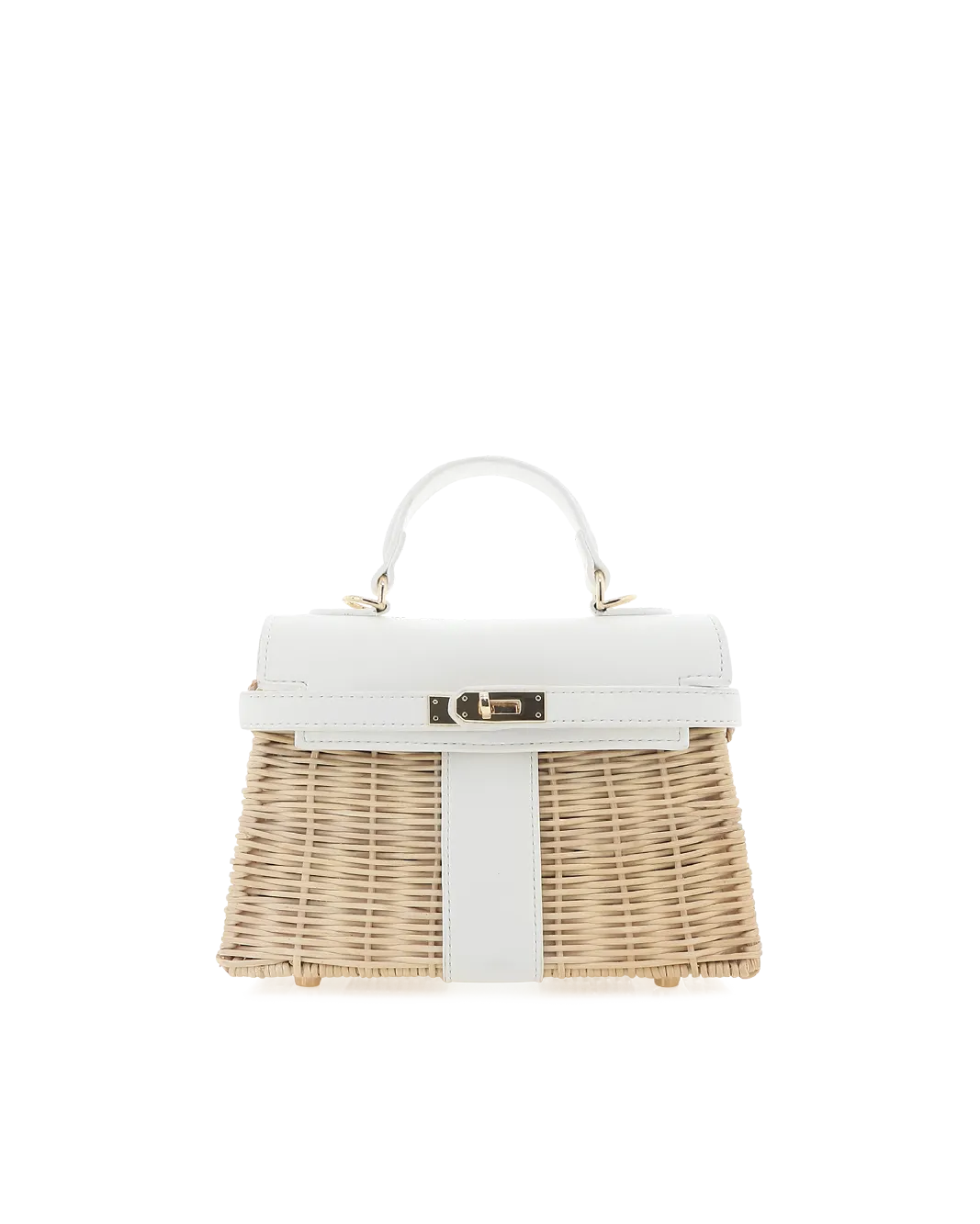 HARIETTE RATTAN HANDLE BAG - RATTAN-WHITE