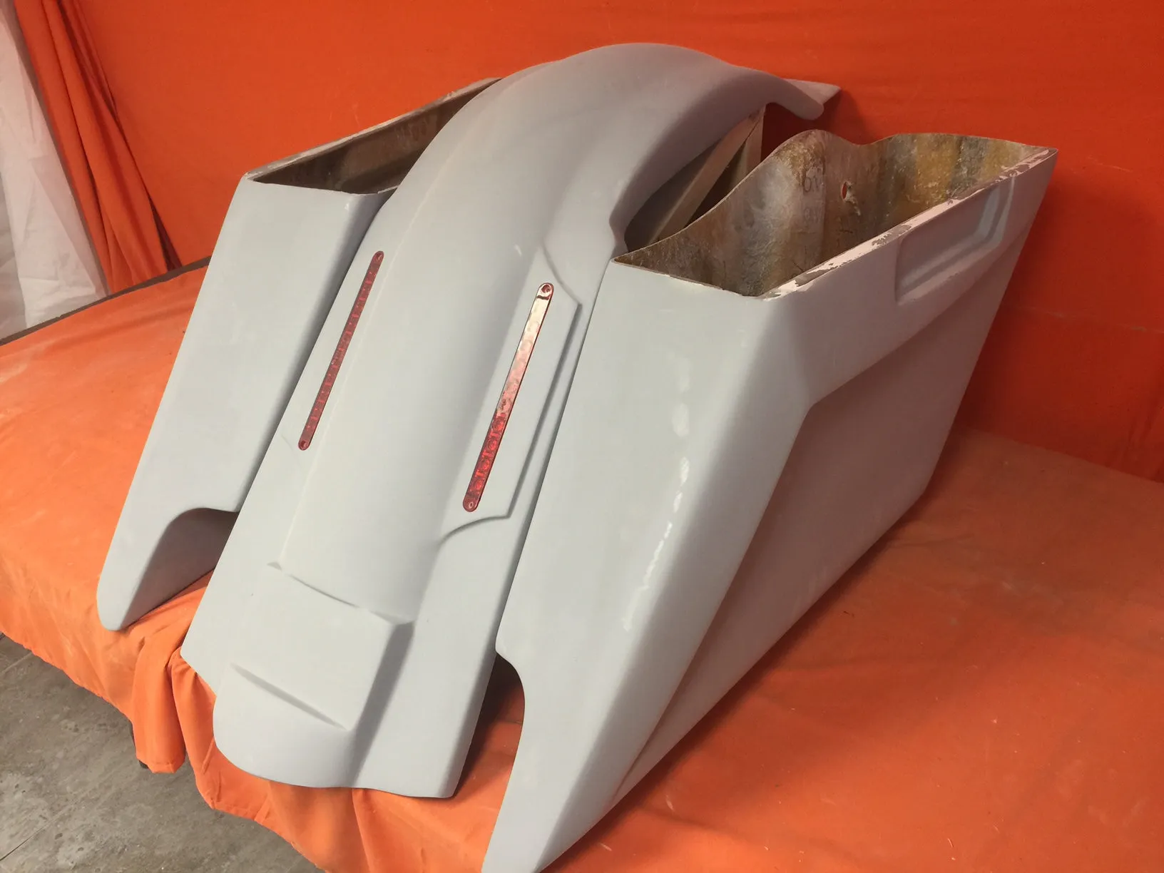 Harley Davidson 2014 - 2023  5" Fifty Five Extended Stretched Saddlebag Fender Kit Dual Cut Outs No Lids