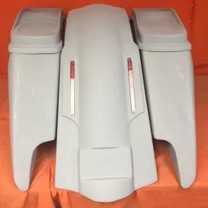 Harley Davidson 5" Fifty Five Extended Stretched Saddlebag LED Fender Kit - Dual Cut Outs   Dual 6 x 9 Speaker Lids