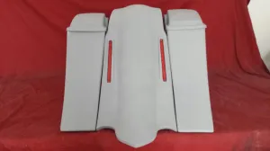 Harley Davidson 6" Extended Out & Down Saddlebags with Lids & Custom Rear LED Fender - No Cut Outs