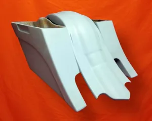 Harley Davidson 6" Extended Out And Down Saddlebags with Custom Rear Fender - No Lids
