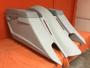 Harley Davidson 6" Trendsetter Extended Saddlebag LED Fender Kit - Dual Cut Outs Dual 6.5" Speaker Lids