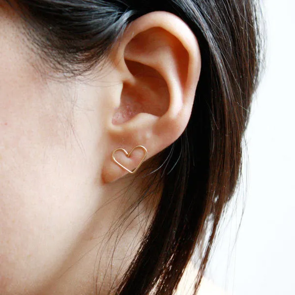 Heart Stud Earrings - Large