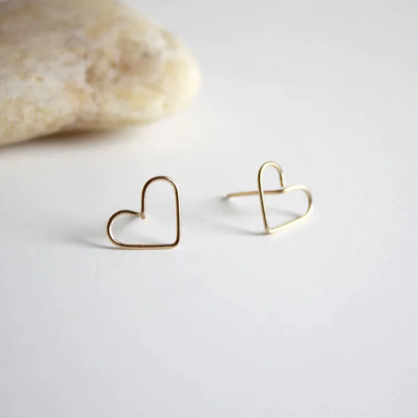 Heart Stud Earrings - Large