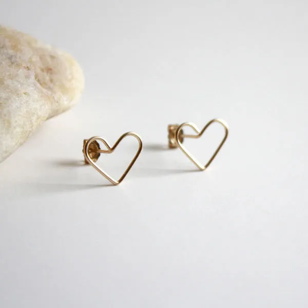 Heart Stud Earrings - Large
