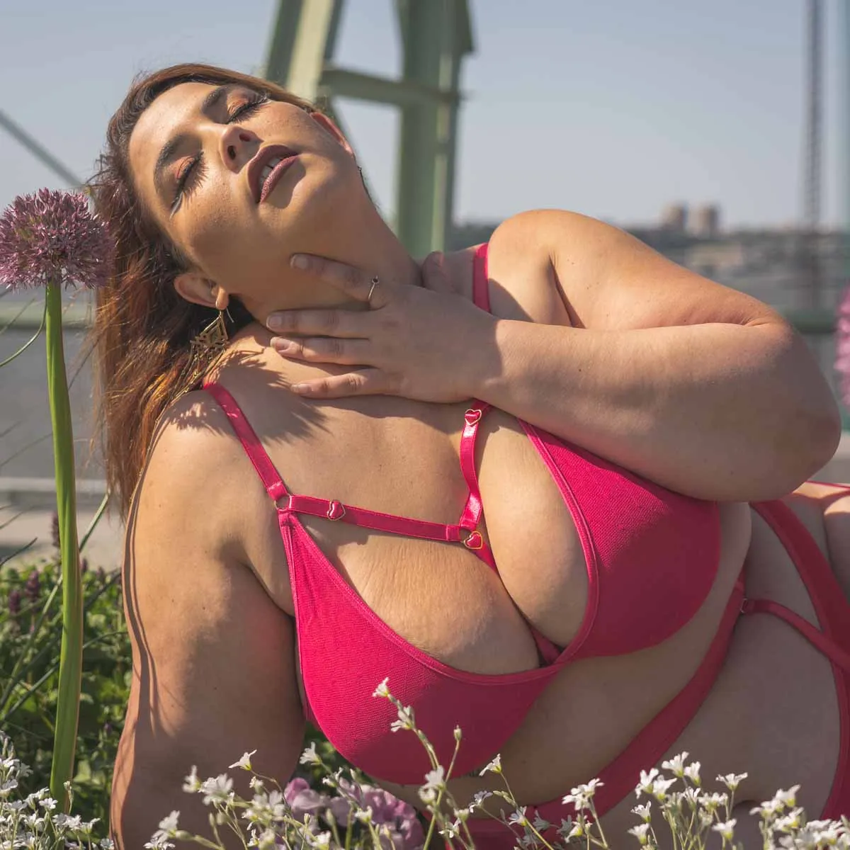 Hearts of Venus Strappy Bralette in Hot Pink