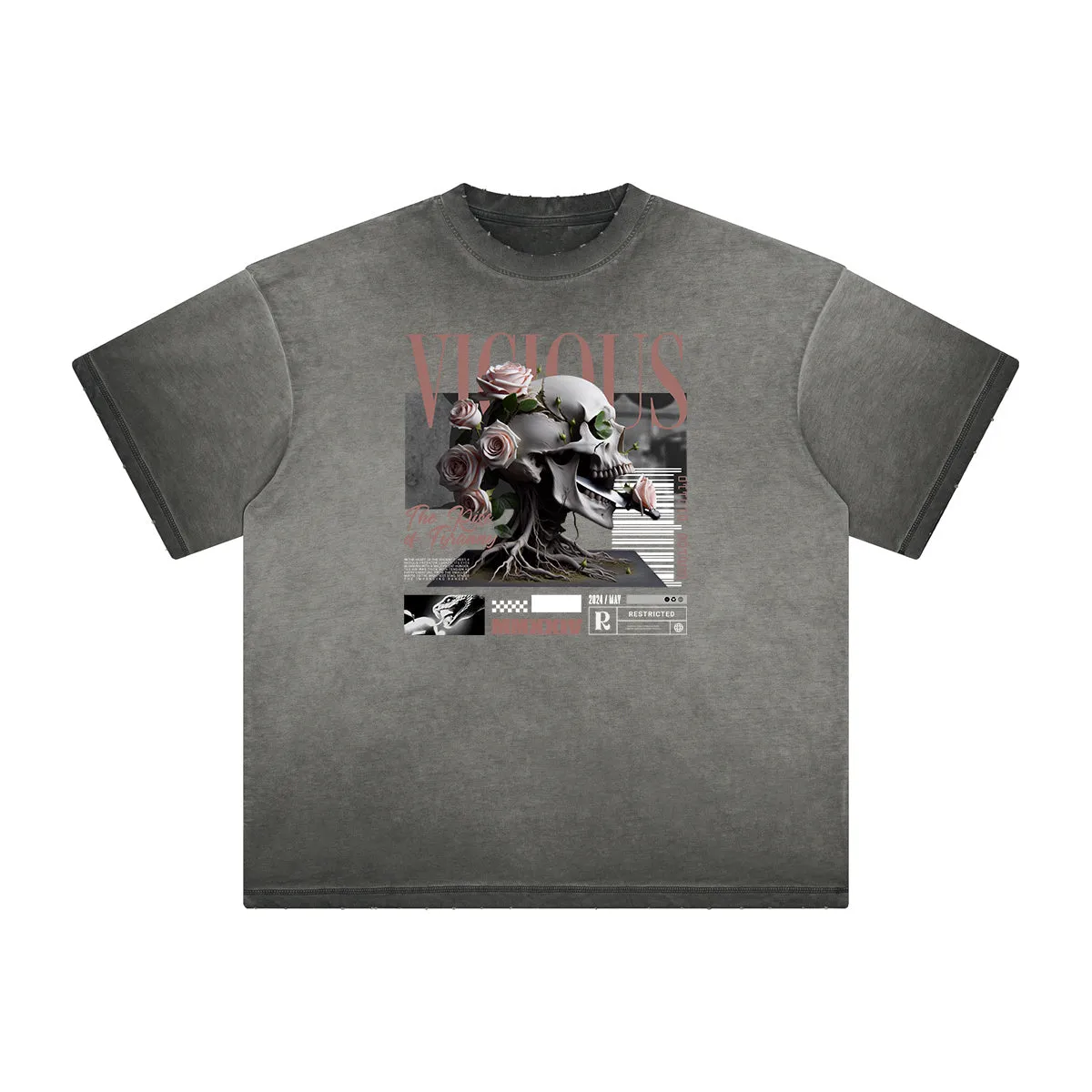 Heavyweight Street Style Abstract Graphic Tee