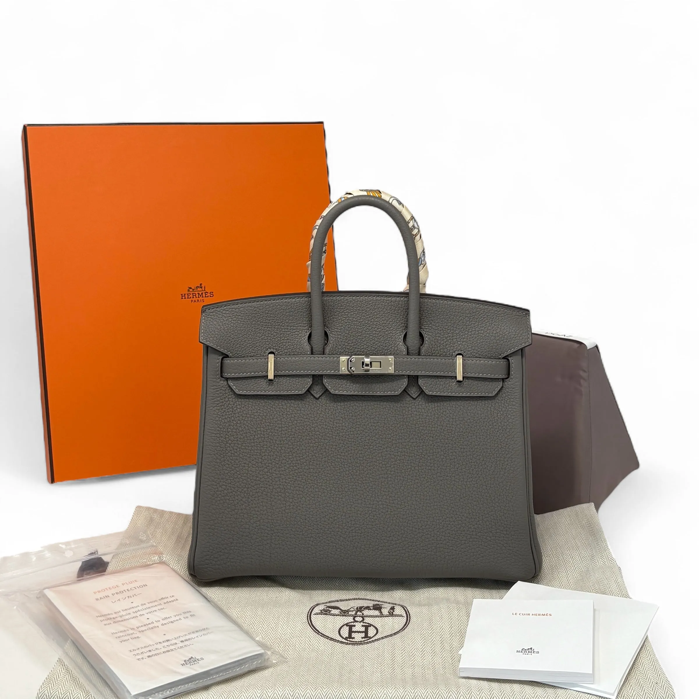 Hermes Gris Meyer Togo Birkin 25