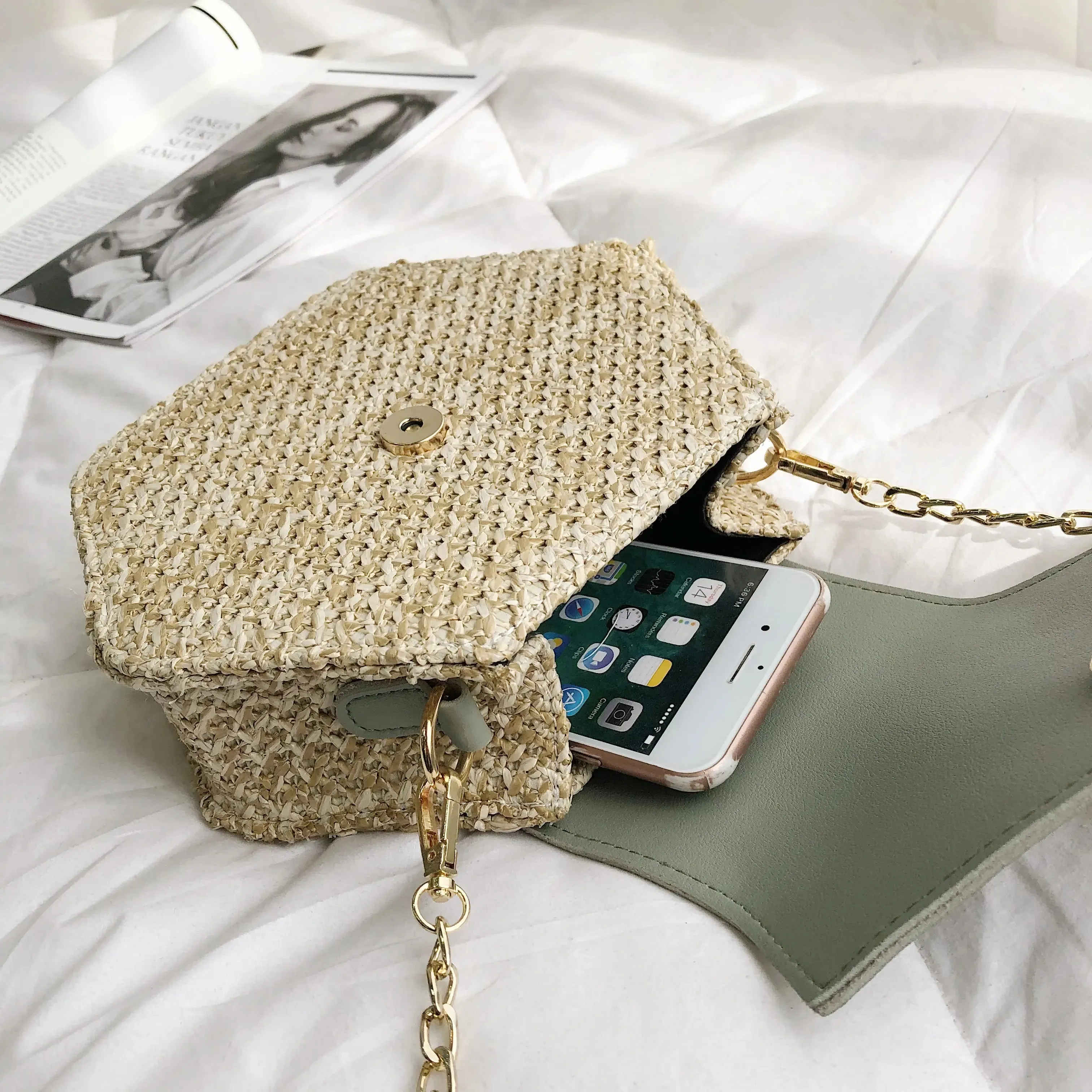 Hexagon Mulit Style Straw leather Handbag Women Summer Rattan Bag Handmade Woven Beach Circle Bohemia Shoulder Bag